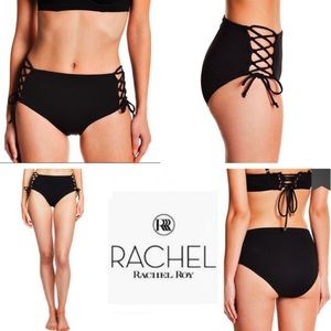 RR Textured Lace-Up Side High Waist Bikini Bottom